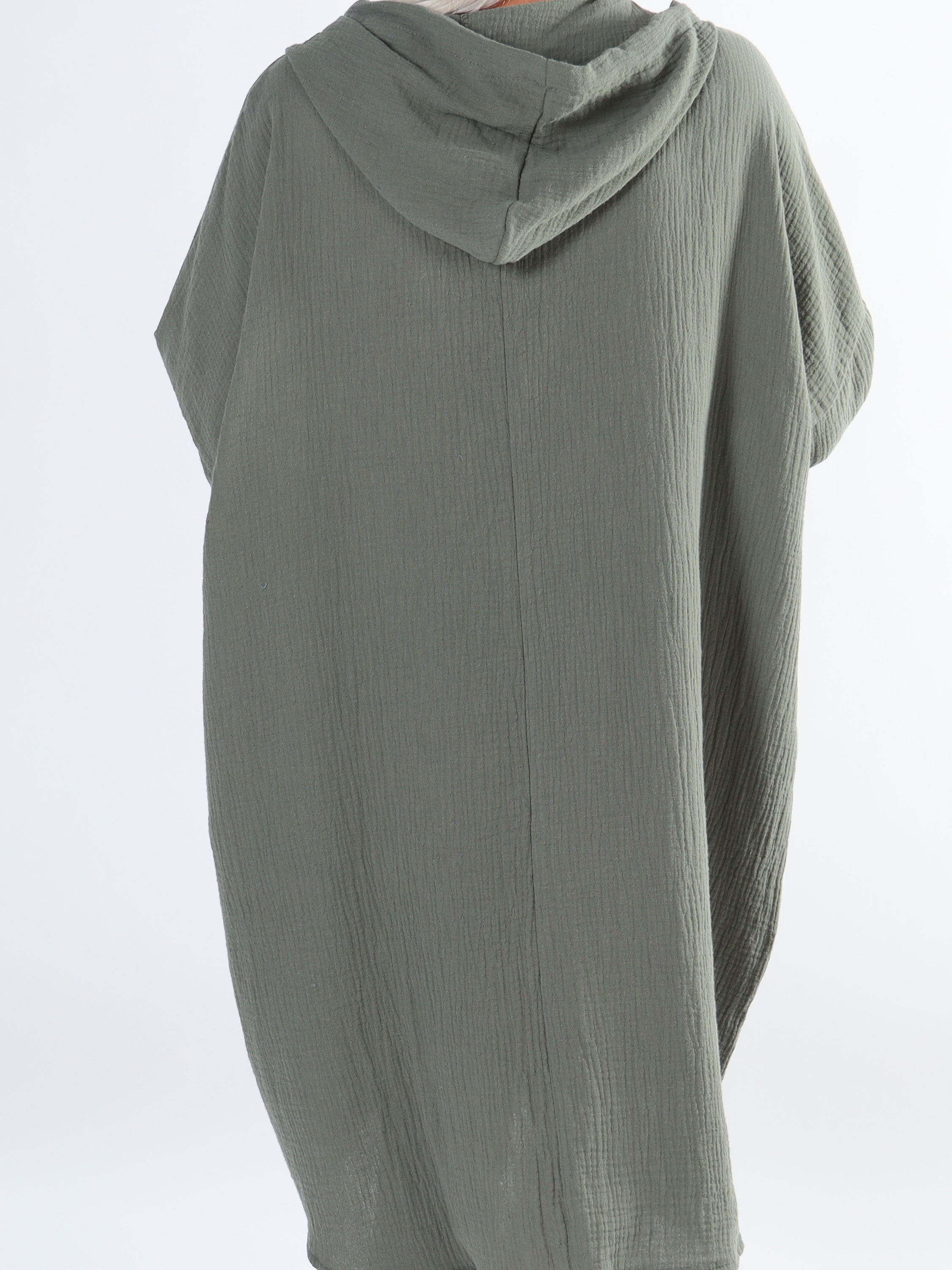 Anicha - Blød plus size kjole i bomuld med hætte